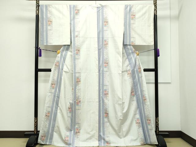 平和屋本店■極上　都喜ヱ門　本場大島紬　白大島　花園を飾子　藤絹織物謹製　証紙付き　逸品　未使用　CZAA3101s5