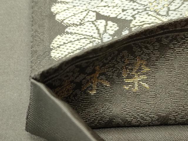 平和屋本店■極上　西陣織　陰山織物謹製　箔屋清兵衛　六通柄袋帯　唐織　草花丸文　樺茶色地　金糸　逸品　未使用　CZAA1655s5 - 平和屋