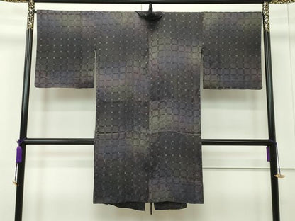 平和屋本店■極上　道中着　ロング丈　スリーシーズン　春夏秋　塵除け　紗　格子唐草文　逸品　CZAA1725s5