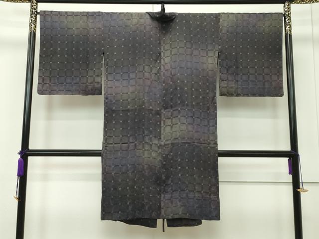 平和屋本店■極上　道中着　ロング丈　スリーシーズン　春夏秋　塵除け　紗　格子唐草文　逸品　CZAA1725s5