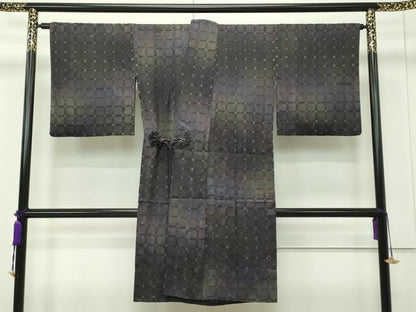 平和屋本店■極上　道中着　ロング丈　スリーシーズン　春夏秋　塵除け　紗　格子唐草文　逸品　CZAA1725s5