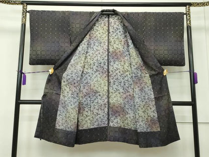 平和屋本店■極上　道中着　ロング丈　スリーシーズン　春夏秋　塵除け　紗　格子唐草文　逸品　CZAA1725s5