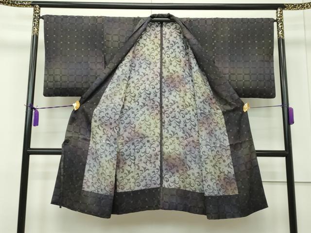 平和屋本店■極上　道中着　ロング丈　スリーシーズン　春夏秋　塵除け　紗　格子唐草文　逸品　CZAA1725s5