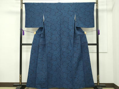 平和屋本店■極上　浦野理一　型染　小紋　花尽くし　鬼しぼ縮緬　逸品　CZAA1735s5