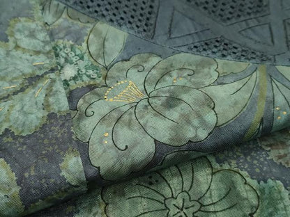 平和屋本店■極上　訪問着　辻が花　スワトウ刺繍　紬地　絞り　金彩　逸品　未使用　CZAA1742s5
