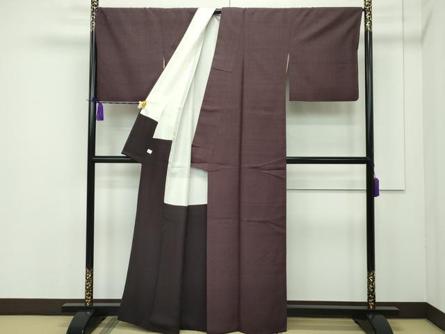 平和屋本店■極上　本場結城紬　重要無形文化財　奥順謹製　色無地　黒鳶色　鈴乃屋扱い　証紙付き　逸品　CZAA1749s5