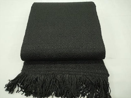 平和屋本店●希少 ざざんざ織 八寸名古屋帯 入子菱 黒地 逸品 未使用 CZAA1796s5