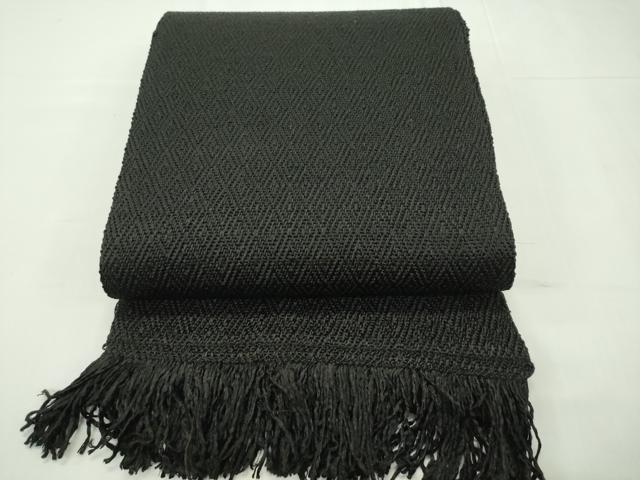 平和屋本店●希少 ざざんざ織 八寸名古屋帯 入子菱 黒地 逸品 未使用 CZAA1796s5