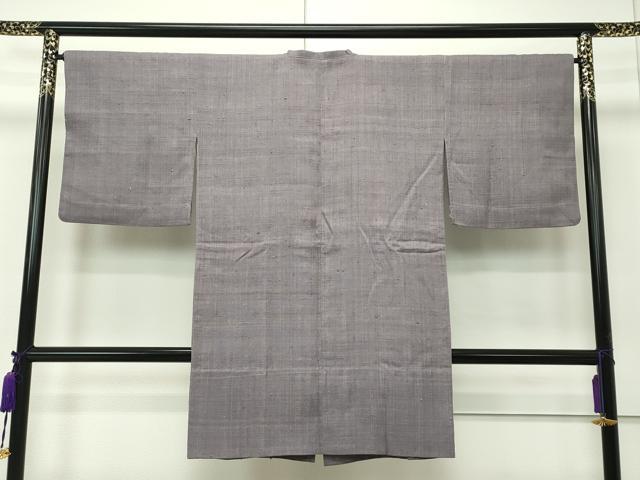 平和屋本店■極上　浦野理一　経節紬　道行コート　ロング丈　鳩羽鼠色　逸品　CZAA1809s5
