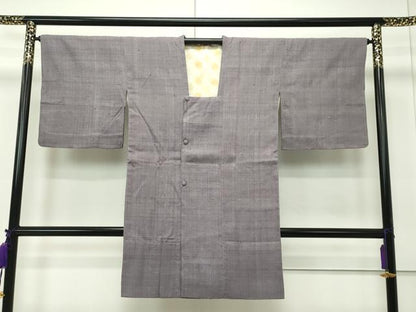 平和屋本店■極上　浦野理一　経節紬　道行コート　ロング丈　鳩羽鼠色　逸品　CZAA1809s5