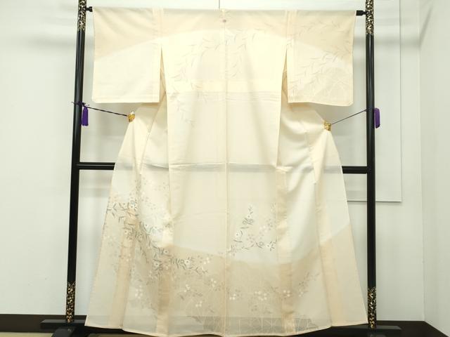 平和屋本店■極上　夏物　訪問着　紗　手描き　草花文　暈し染め　銀彩　逸品　CZAA1812s5