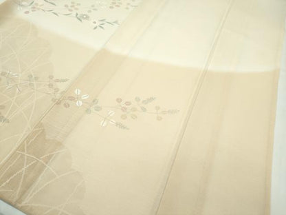 平和屋本店■極上　夏物　訪問着　紗　手描き　草花文　暈し染め　銀彩　逸品　CZAA1812s5