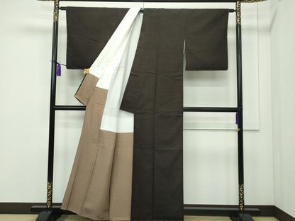 平和屋本店●極上 日本工芸会正会員 伝統工芸士 鈴木苧紡庵 重要無形文化財 紬 間道 証紙付き 逸品 CZAA1818s5