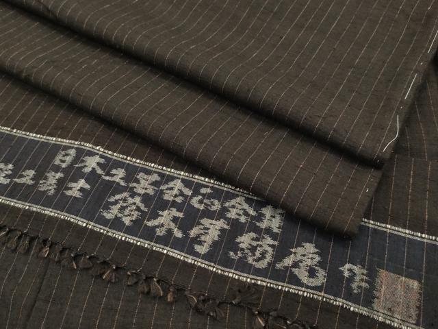 平和屋本店●極上 日本工芸会正会員 伝統工芸士 鈴木苧紡庵 重要無形文化財 紬 間道 証紙付き 逸品 CZAA1818s5