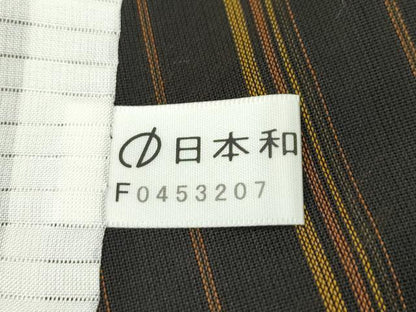 平和屋本店＊希少 夏物 本場黄八丈 夏黄八 黒黄八 紗紬 縞 黒地 反端付き 逸品 CZAA1825s5