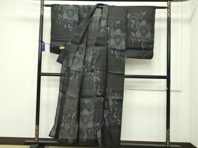 平和屋本店＊極上 夏物 重要無形文化財 本場宮古上布 花唐草文 苧麻 逸品 CZAA1828s5