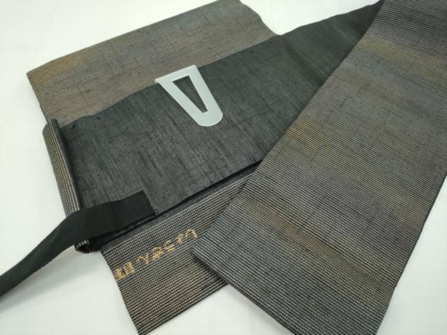 平和屋本店■極上　染織の名門　しょうざん  生紬　つけ帯　鴨　金糸　逸品　CZAA1849s5