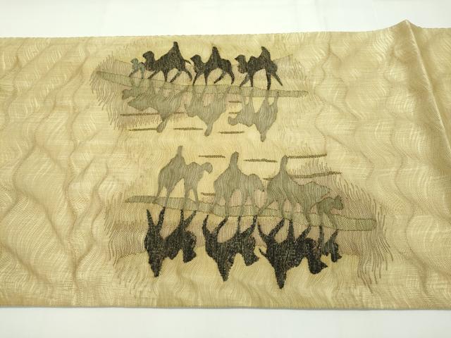 平和屋本店■極上　夏物　太鼓柄袋帯　シルクロード　すくい織　逸品　未使用　CZAA1859s5