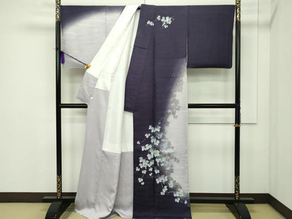 平和屋本店■極上　訪問着　作家物　螺鈿　葡萄蔦の葉文　暈し染め　銀彩　反端付き　逸品　CZAA1885s5