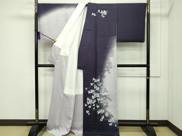 平和屋本店■極上　訪問着　作家物　螺鈿　葡萄蔦の葉文　暈し染め　銀彩　反端付き　逸品　CZAA1885s5