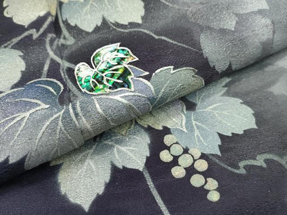 平和屋本店■極上　訪問着　作家物　螺鈿　葡萄蔦の葉文　暈し染め　銀彩　反端付き　逸品　CZAA1885s5