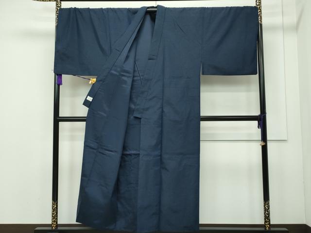 平和屋本店■極上　洗える最高級着物　＜英＞はなぶさ謹製　男性　キングサイズ　色無地　アンサンブル　藍鉄色　逸品　CZAA1894s5