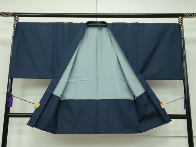 平和屋本店■極上　洗える最高級着物　＜英＞はなぶさ謹製　男性　キングサイズ　色無地　アンサンブル　藍鉄色　逸品　CZAA1894s5