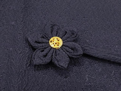 平和屋本店■極上　道中着　ロング丈　刺繍　雪輪兎文　金彩　黒紅色地　逸品　CZAA1900s5