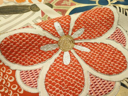 平和屋本店●極上 アンティーク 大正ロマン お引きずり・お引き摺り・引き振袖 駒刺繍 几帳吉祥草花文 暈し染め 金彩 逸品 CZAA1926s5