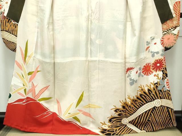 平和屋本店■極上　アンティーク　大正ロマン　振袖　駒刺繍　孔雀花文　金彩　逸品　CZAA1927s5
