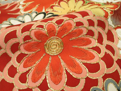 平和屋本店■極上　アンティーク　大正ロマン　振袖　駒刺繍　孔雀花文　金彩　逸品　CZAA1927s5