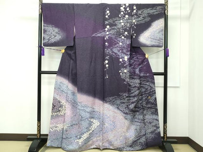 平和屋本店■極上　ブライダルファッションデザイナー・桂由美　訪問着　刺繍　草花文　暈し染め　銀通し地　逸品　CZAA1932s5
