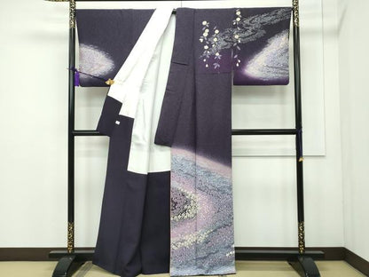 平和屋本店■極上　ブライダルファッションデザイナー・桂由美　訪問着　刺繍　草花文　暈し染め　銀通し地　逸品　CZAA1932s5