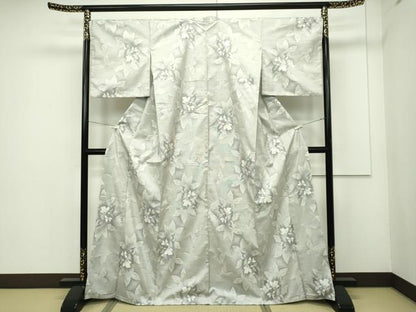 平和屋本店■極上　本場大島紬　白大島紬　桑原織物　二代目　桑原啓之介　９マルキ　花蝶文　証紙付き　逸品　CZAA1944s5