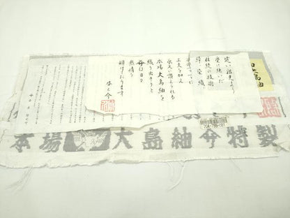 平和屋本店■極上　本場大島紬　白大島紬　桑原織物　二代目　桑原啓之介　９マルキ　花蝶文　証紙付き　逸品　CZAA1944s5