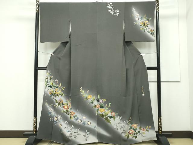 平和屋本店●極上 本加賀友禅作家 木村雨山 訪問着 ザクロ 草花文 暈し染め 逸品 CZAA1960s5