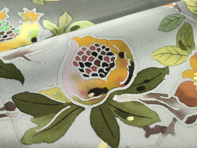 平和屋本店●極上 本加賀友禅作家 木村雨山 訪問着 ザクロ 草花文 暈し染め 逸品 CZAA1960s5