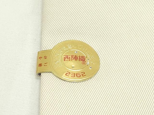平和屋本店■極上 西陣 大光謹製 九寸名古屋帯 クリスマス サンタクロース リボン ラメ糸 証紙付 逸品 新品 CZAA1980s5