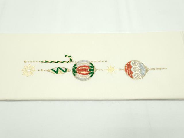 平和屋本店■極上 西陣 大光謹製 九寸名古屋帯 クリスマス オーナメント トナカイ 金糸 証紙付 逸品 新品 CZAA1984s5