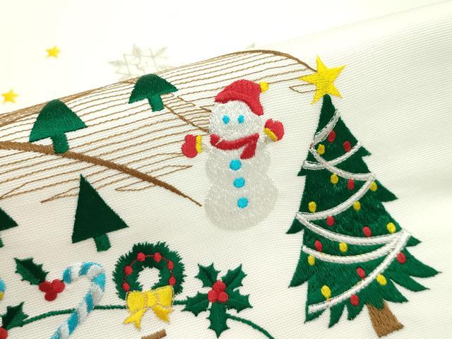 平和屋本店■極上 西陣 大光謹製 九寸名古屋帯 総刺繍 クリスマス サンタクロース トナカイ 雪だるま 銀糸 証紙付 逸品 新品 CZAA1985s5