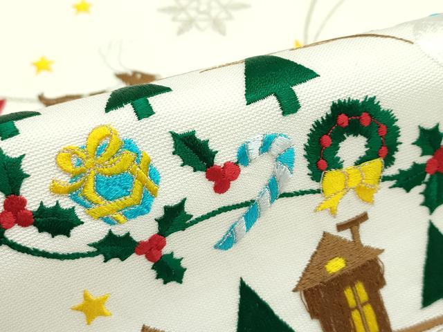 平和屋本店■極上 西陣 大光謹製 九寸名古屋帯 総刺繍 クリスマス サンタクロース トナカイ 雪だるま 銀糸 証紙付 逸品 新品 CZAA1985s5