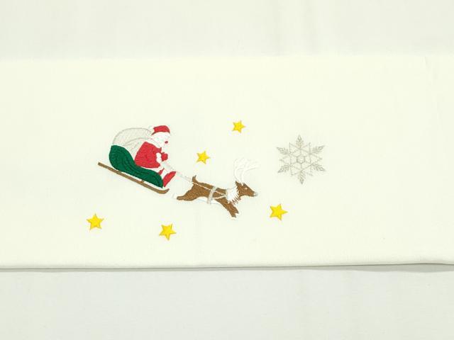平和屋本店■極上 西陣 大光謹製 九寸名古屋帯 総刺繍 クリスマス サンタクロース トナカイ 雪だるま 銀糸 証紙付 逸品 新品 CZAA1985s5
