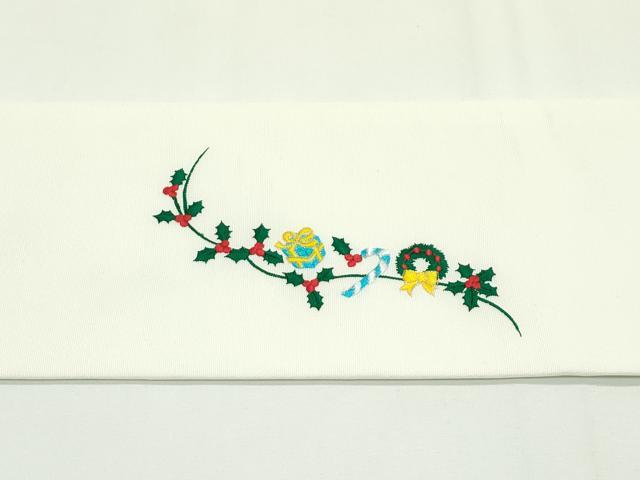 平和屋本店■極上 西陣 大光謹製 九寸名古屋帯 総刺繍 クリスマス サンタクロース トナカイ 雪だるま 銀糸 証紙付 逸品 新品 CZAA1985s5