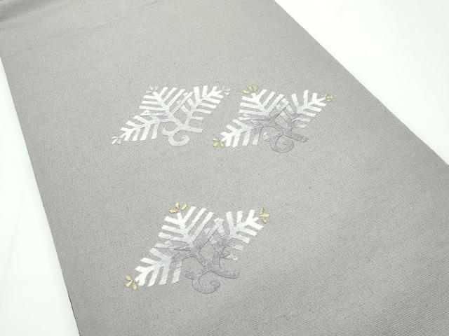 平和屋本店■極上　両面　太鼓柄袋帯　総刺繍　菱松葉　黒地　金銀糸　反端付き　逸品　CZAA1994s5