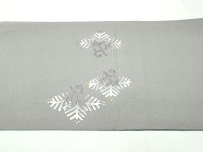 平和屋本店■極上　両面　太鼓柄袋帯　総刺繍　菱松葉　黒地　金銀糸　反端付き　逸品　CZAA1994s5