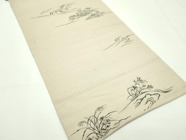 平和屋本店■極上　西陣　勝山織物謹製　六通柄袋帯　紬地　鳥獣戯画　逸品　CZAA1999s5