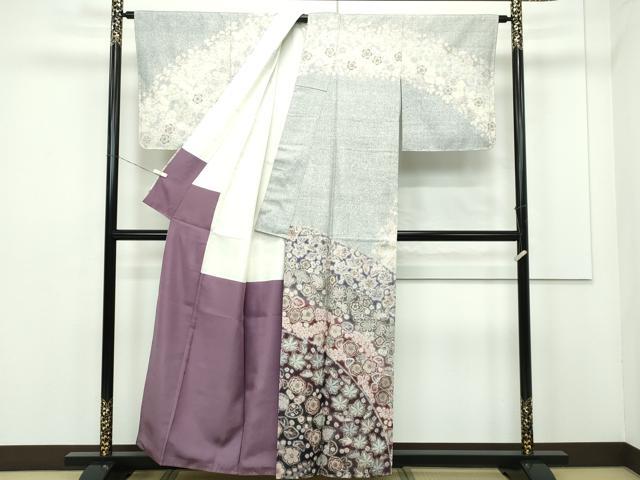 平和屋本店■極上　十七代京屋林蔵　訪問着　本場結城紬地　辻が花　絞り　暈し染め　逸品　未使用　CZAA2001s5