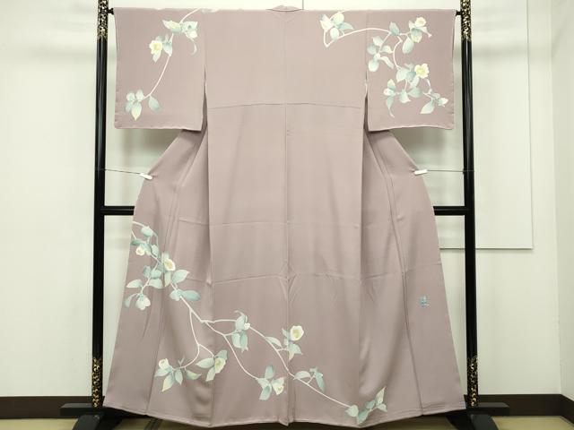 平和屋本店■極上　本加賀友禅作家　由水煌人　訪問着　枝花文　鴇浅葱色地　逸品　未使用　CZAA2002s5
