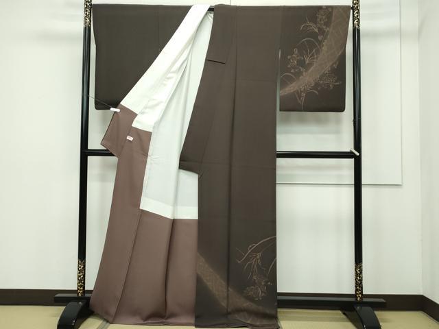 平和屋本店■極上　世界的人形師　辻村寿三郎　ジュサブロー　訪問着　刺繍　鳥獣戯画　暈し染め　赤墨色地　逸品　CZAA2003s5