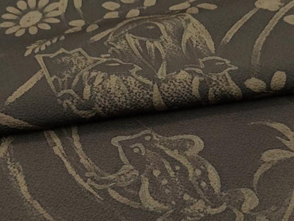 平和屋本店■極上　世界的人形師　辻村寿三郎　ジュサブロー　訪問着　刺繍　鳥獣戯画　暈し染め　赤墨色地　逸品　CZAA2003s5